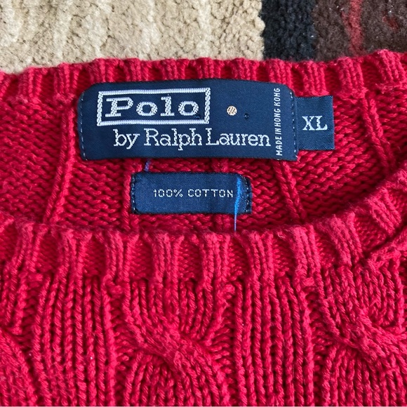 Vintage Polo Ralph Lauren Cable Knit Sweater Men's XL Polo Golf Shield Crest - Picture 5 of 7